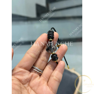 Vòng tay hồ ly đá thạch anh tóc đen mix ngũ điếu tính duyên tài lộc may mắn HANMYNGHE