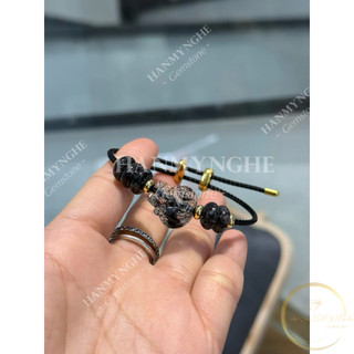 Vòng tay hồ ly đá thạch anh tóc đen mix ngũ điếu tính duyên tài lộc may mắn HANMYNGHE