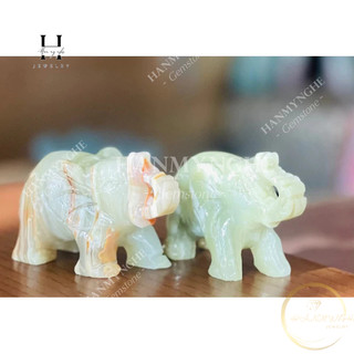 Cặp voi đá ngọc onyz tự nhiên 7.5 cm HANMYNGHE