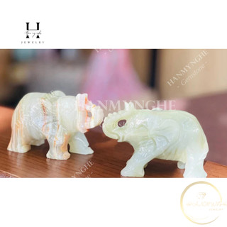 Cặp voi đá ngọc onyz tự nhiên 7.5 cm HANMYNGHE