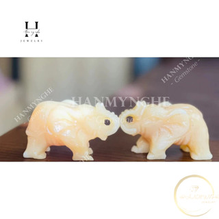 Cặp voi đá ngọc onyz tự nhiên 7.5 cm HANMYNGHE