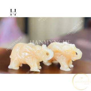 Cặp voi đá ngọc onyz tự nhiên 7.5 cm HANMYNGHE