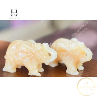 Cặp voi đá ngọc onyz tự nhiên 7.5 cm HANMYNGHE