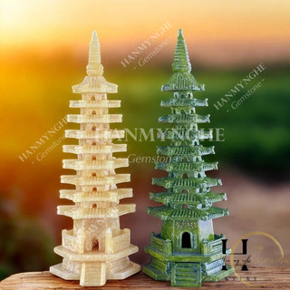 Tháp Văn Xương phong thủy cầu công danh, học hành  9 tầng cao 38cm đá ngọc Hoàng Long nguyên khối nặng 3kg HANMYNGHE