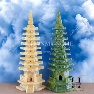 Tháp Văn Xương phong thủy cầu công danh, học hành  9 tầng cao 38cm đá ngọc Hoàng Long nguyên khối nặng 3kg HANMYNGHE