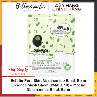 [cty] Esfolio Pure Skin Niacinamide Black Bean Essence Mask Sheet (25Ml X 10) – Mặt Nạ Niacinamide Black Bean Sáng Da