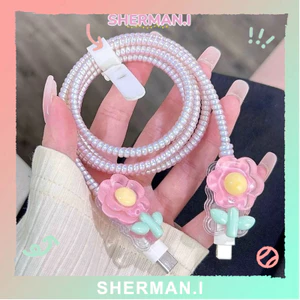 Vỏ bảo vệ cáp dữ liệu chống rơi hình hoa hồng 3D và ngôi sao nhiều màu-SN