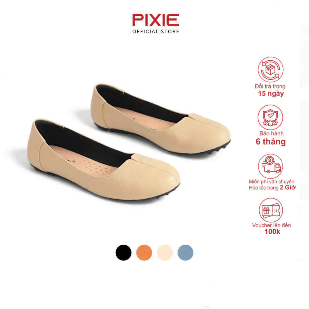 Giày Búp Bê Da Thật Đế Mềm Khoét Tim Pixie X831