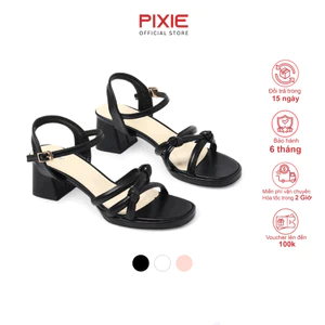 Giày Sandal Nữ Cao Gót 5cm Đế Vuông Quai Chéo Cột Nút Thời Trang Pixie H411