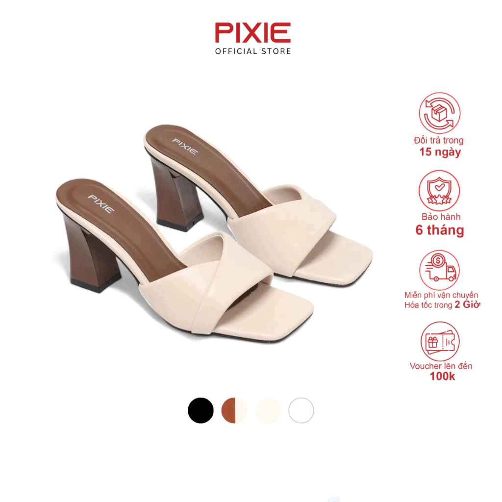 Guốc Cao Gót 7cm Quai Ngang Pixie H090