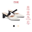 Giày Sục Cao Gót 6cm Quai Ngang Phối Khóa Pixie H104