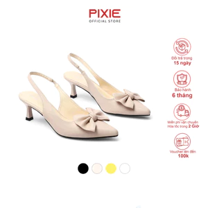 Giày Cao Gót Slingback Nữ Cao 5cm Mũi Nhọn Phối Nơ Pixie H344