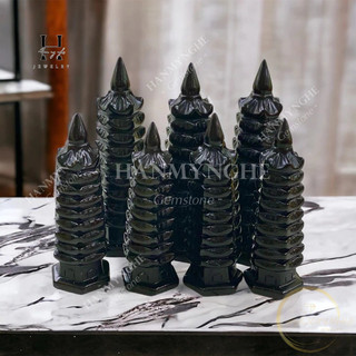 Tháp văn xương đá obsidan đen 9 tầng HANMYNGHE