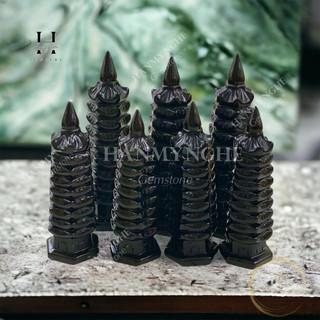 Tháp văn xương đá obsidan đen 9 tầng HANMYNGHE