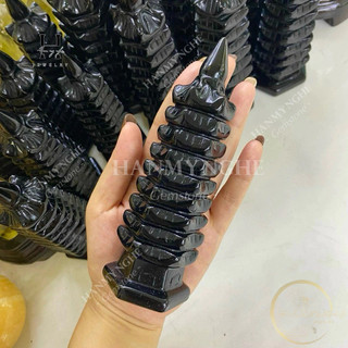 Tháp văn xương đá obsidan đen 9 tầng HANMYNGHE