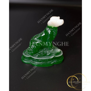 Tượng con chó màu xanh ngọc cao 10cm HANMYNGHE