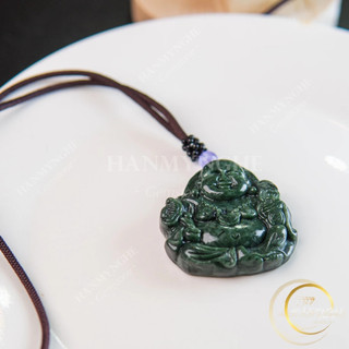 Mặt dây chuyền di lặc đá ngọc ấn độ 4cm tặng kèm dây đeo