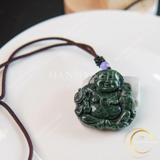 Mặt dây chuyền di lặc đá ngọc ấn độ 4cm tặng kèm dây đeo