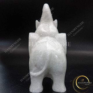 Cặp voi đá trắng non nước tự nhiên nguyên khối cao 20cm HANMYNGHE