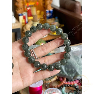 Vòng tay đá thạch anh tóc xanh 12 mm hàng đẹp HANMYNGHE