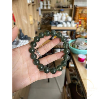 Vòng tay đá thạch anh tóc xanh 12 mm hàng đẹp HANMYNGHE