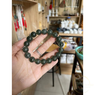 Vòng tay đá thạch anh tóc xanh 12 mm hàng đẹp HANMYNGHE