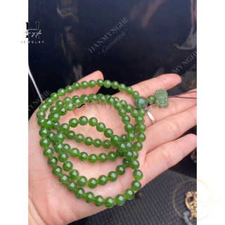 Vòng tay đá ngọc bích tự nhiên 108 hạt 6mm HANMYNGHE