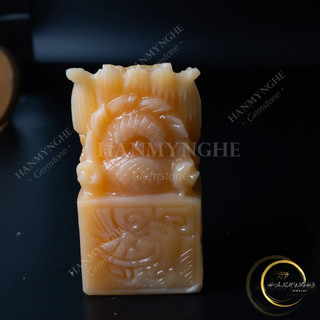 Ấn rồng đá ngọc hoàng long cao 15cm khắc chữ ấn theo yêu cầu HANMYNGHE