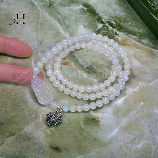 Vòng tay đá moonstone mix hồ ly charm bạc HANMYNGHE