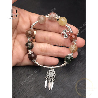 Vòng tay ưu linh ngũ sắc phối charm bạc HANMYNGHE