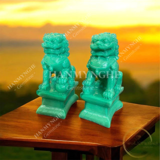 Cặp kỳ lân 17 cm bột đá non nước HANMYNGHE