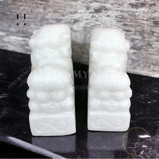 Cặp tượng kỳ lân quay đầu đá non nước phong thuỷ cao 20 cm HAN