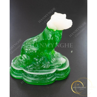 Tượng con chó bột đá đúc màu xanh ngọc cao 10cm HANMYNGHE