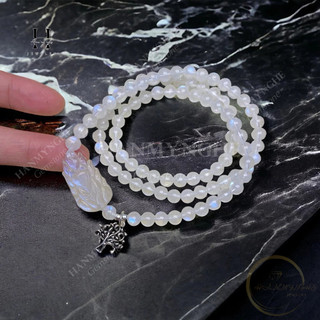 Vòng tay đá moonstone mix hồ ly charm bạc HANMYNGHE