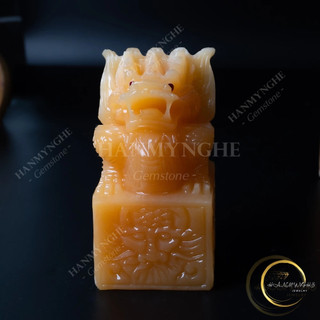 Ấn rồng đá ngọc hoàng long cao 15cm khắc chữ ấn theo yêu cầu HANMYNGHE