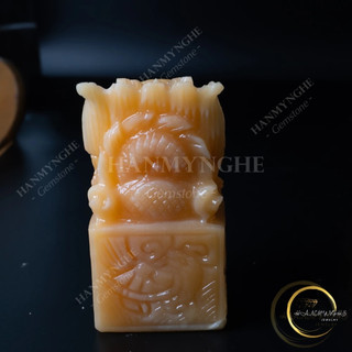 Ấn rồng đá ngọc hoàng long cao 15cm khắc chữ ấn theo yêu cầu HANMYNGHE