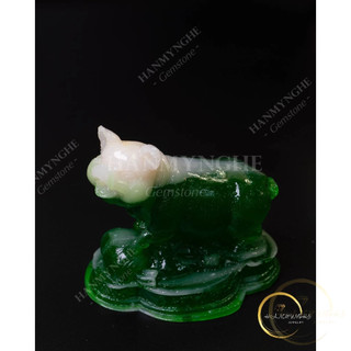 Tượng con heo màu xanh ngọc bột đá đúc cao 10cm HANMYNGHE