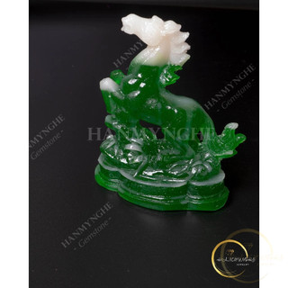 Tượng con ngựa màu xanh ngọc bột đá đúc cao 10cm HANMYNGHE