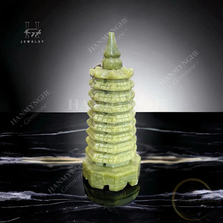 Tháp vân xương đá ngọc spentine cao 15 cm HANMYNGHE