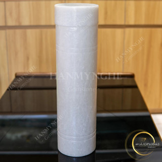 Lọ đựng nhang có nắp bằng đá trắng non nước tự nhiên nguyên khối HANMYNGHE