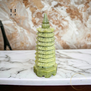 Tháp vân xương đá ngọc spentine cao 15 cm HANMYNGHE