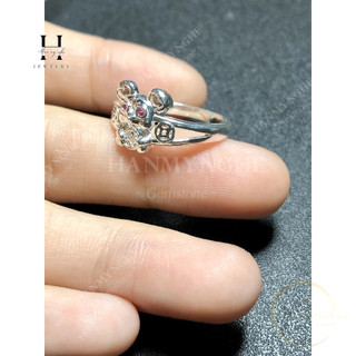 Nhẫn chuột thần tài đính pha lê ý -925