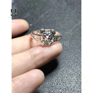 Nhẫn chuột thần tài đính pha lê ý -925