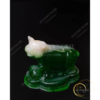 Tượng con heo màu xanh ngọc bột đá đúc cao 10cm HANMYNGHE