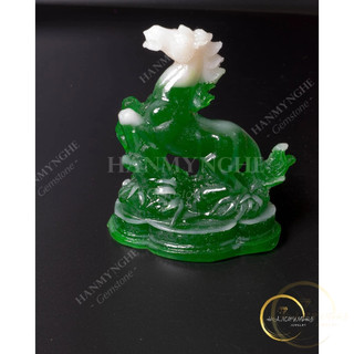 Tượng con ngựa màu xanh ngọc bột đá đúc cao 10cm HANMYNGHE