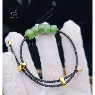 Vòng tay ngũ điếu đá ngọc bích nephrite tự nhiên HANMYNGHE