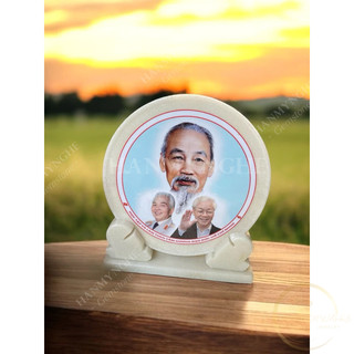 Đĩa đá in ảnh Bác Hồ - Bác Trọng - Bác Giáp 25cm -30 cm HANMYNGHE
