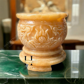 Lư hương chạm rồng đá ngọc hoàng long HANMYNGHE