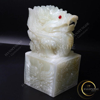 Ấn rồng đá ngọc onyz cao 20 cm khắc chữ theo yêu cầu HANMYNGHE