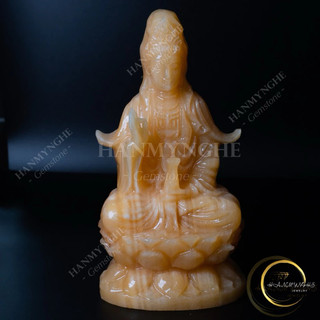 Tượng quan âm ngồi 20 cm đá ngọc hoàng long tự nhiên HANMYNGHE